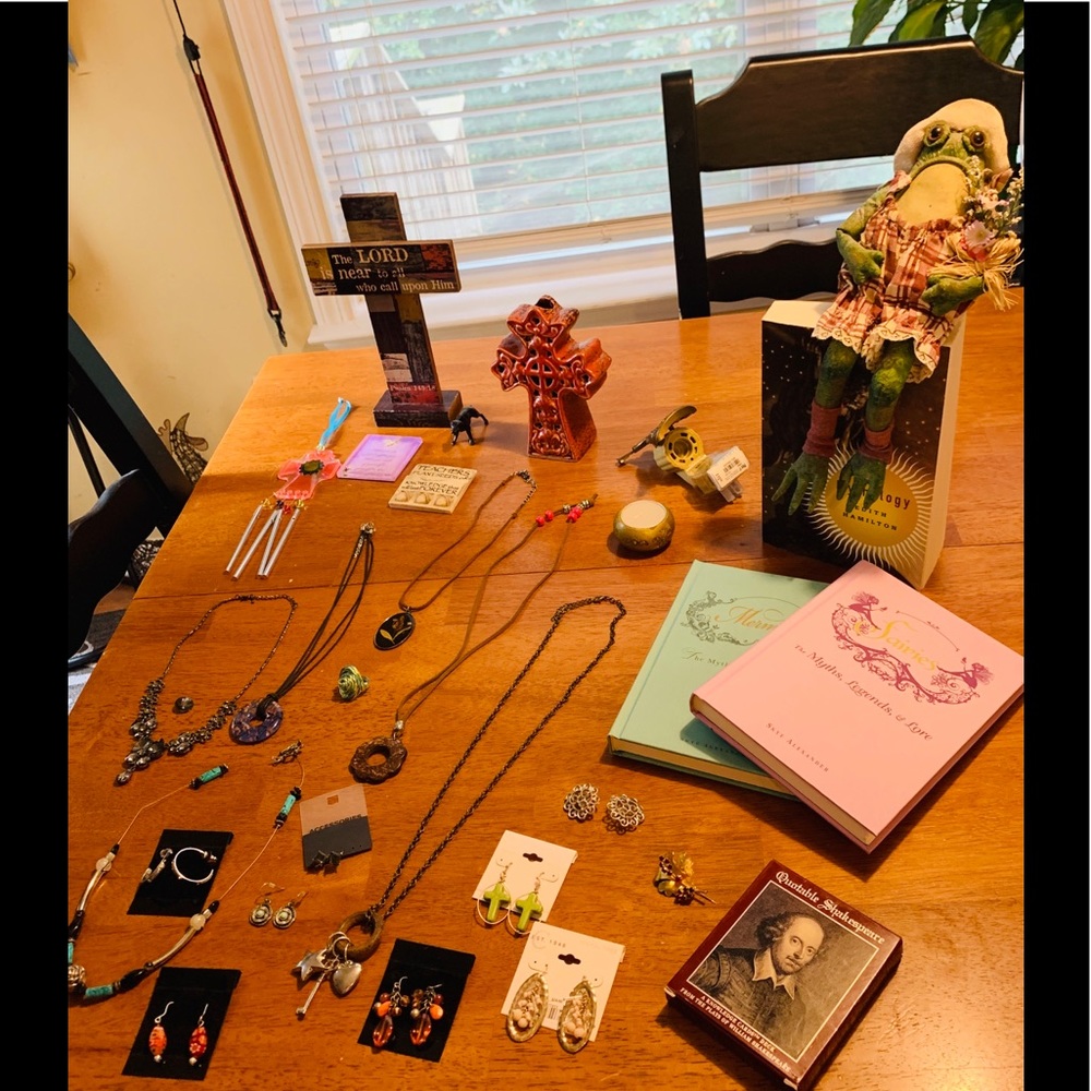 30 pc books jewels crosses frog-msg if interested!